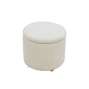 Maeve Round Ottoman Boucle Ivory by James Lane, a Ottomans for sale on Style Sourcebook