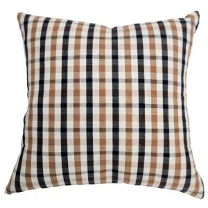 Kennedy Plaid Linen Cushion 55cm Square - Black | Shades of Brown by Macey & Moore, a Cushions, Decorative Pillows for sale on Style Sourcebook