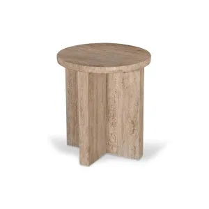 Ex Display - Sanya 45cm Travertine Top Round Side Table by Interior Secrets - AfterPay Available by Interior Secrets, a Side Table for sale on Style Sourcebook