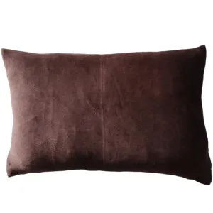 Fontainebleau Cotton Velvet & French Linen Two Sided Cushion 40x60cm Lumbar - Dark Maroon by Macey & Moore, a Throws for sale on Style Sourcebook