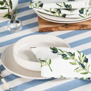 Canningvale Cucina Stripe Tablecloth - White, 150 x 320cm, 100% Cotton by Canningvale, a Sheets for sale on Style Sourcebook