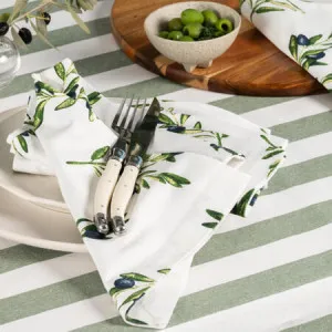 Canningvale Cucina Stripe Tablecloth - White, 100% Cotton by Canningvale, a Sheets for sale on Style Sourcebook