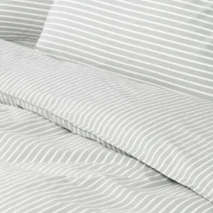 Canningvale Modella Stripe Quilt Cover Set - White, Single, 100% Cotton by Canningvale, a Sheets for sale on Style Sourcebook