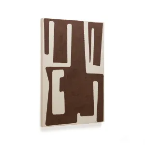 Salmi abstract painting in beige and brown linen 100 x 70 cm by Kave Home, a Painted Canvases for sale on Style Sourcebook