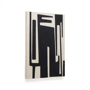 Salmi abstract painting in beige and black linen 100 x 70 cm by Kave Home, a Painted Canvases for sale on Style Sourcebook