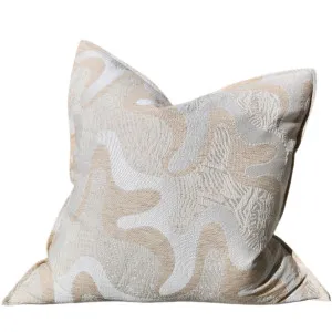 Kai Jacquard  Linen Cotton Cushion Square 55cm - Off White | Beige by Macey & Moore, a Cushions, Decorative Pillows for sale on Style Sourcebook