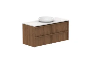 Eli 1200 All Drawer Centre Bowl Vanity,Wall Hung, Florentine Walnut by ADP, a Vanities for sale on Style Sourcebook