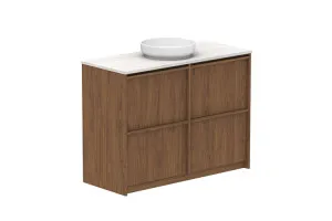 Eli 1200 All Drawer Centre Bowl Vanity,Floor Mount, Florentine Walnut by ADP, a Vanities for sale on Style Sourcebook