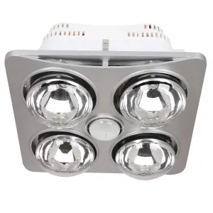 Mercator Ardene Quattro 3 in 1 Bathroom Heater, Exhaust And Light Silver by Mercator, a Exhaust Fans for sale on Style Sourcebook