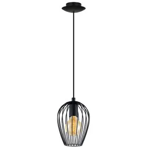 Eglo Newtown Black Metal Cage Pendant Light 1 Light Small by Eglo, a Pendant Lighting for sale on Style Sourcebook