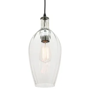 Belmont E27 Glass Pendant Light With Black Chrome Metalware Clear by Mercator, a Pendant Lighting for sale on Style Sourcebook