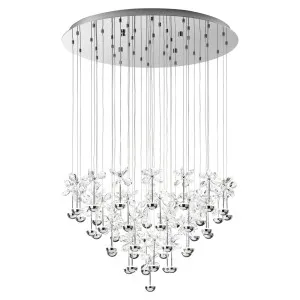 Eglo Pianopoli LED Chrome Crystal Pendant Light 43 Light Round by Eglo, a Pendant Lighting for sale on Style Sourcebook