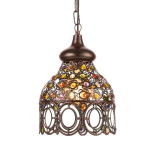 Eglo Jadida Antique Copper With Coloured Glass Pendant Light Medium 220mm by Eglo, a Pendant Lighting for sale on Style Sourcebook