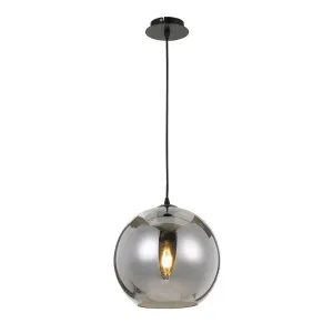 Bondi Round 1 Light Smoke Glass Pendant (E27) Medium by Telbix, a Pendant Lighting for sale on Style Sourcebook