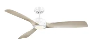 Mercator Ikuu 52" Smart WiFi Minota Indoor DC Ceiling Fan With 20W LED Light & Remote White and Light Timber by Mercator, a Ceiling Fans for sale on Style Sourcebook