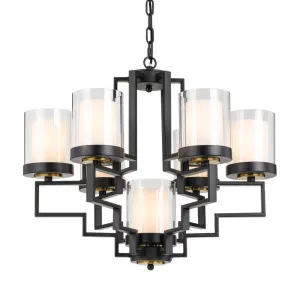 Telbix Alvarez Antique Black & Clear/Opal Glass E14 Pendant Light 7 Light by Telbix, a Pendant Lighting for sale on Style Sourcebook