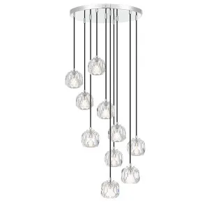 Telbix Zaha Crystal Glass 10 Light Pendant Light Chrome by Telbix, a Pendant Lighting for sale on Style Sourcebook