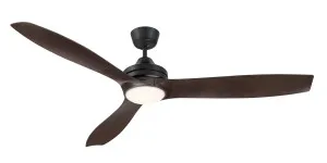 Mercator Lora 60" DC Ceiling Fan With Dimmable 18W CCT LED Light And Remote Black & Dark Timber by Mercator, a Ceiling Fans for sale on Style Sourcebook