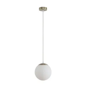 Domus Bubble 200 Opal Glass Pendant Light Edison Screw (E27) Antique Brass by Domus, a Pendant Lighting for sale on Style Sourcebook