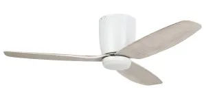 Eglo Seacliff 44" 1120mm Low Profile DC Ceiling Fan with Tricolour CCT LED Light White & Oak by Eglo, a Ceiling Fans for sale on Style Sourcebook