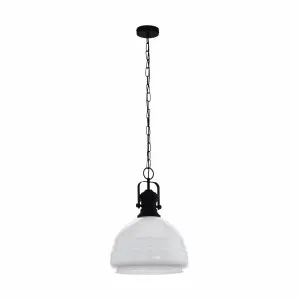 Eglo Combwich Pendant Light (E27) Black & Opal by Eglo, a Pendant Lighting for sale on Style Sourcebook