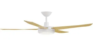 Calibo Enviro 60" (1530mm) DC Ceiling Fan with 18W CCT LED Light and Remote White & Bamboo by Calibo, a Ceiling Fans for sale on Style Sourcebook