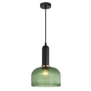 CLA Vintaj Ribbed Dome Pendant (E27) Green by Compact Lamps Australia, a Pendant Lighting for sale on Style Sourcebook