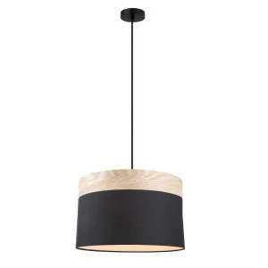 Black with Wood Trim CLA Tambura Pendant (E27) Large by Compact Lamps Australia, a Pendant Lighting for sale on Style Sourcebook