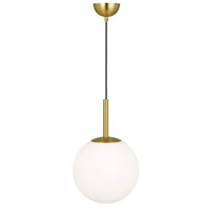 Antique Gold Telbix Bally Opal Matt Glass Ball Pendant Light 250mm by Telbix, a Pendant Lighting for sale on Style Sourcebook