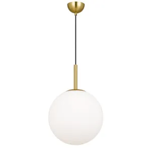 Antique Gold Telbix Bally Opal Matt Glass Ball Pendant Light 300mm by Telbix, a Pendant Lighting for sale on Style Sourcebook