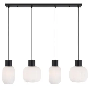 Black and Opal Glass Nori Telbix Traditional Pendant Light (E27) 4 Light by Telbix, a Pendant Lighting for sale on Style Sourcebook