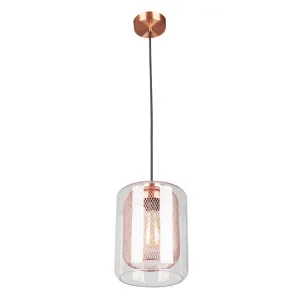 CLA Tono Glass Mesh Oblong Pendant Light (E27) Copper by Compact Lamps Australia, a Pendant Lighting for sale on Style Sourcebook