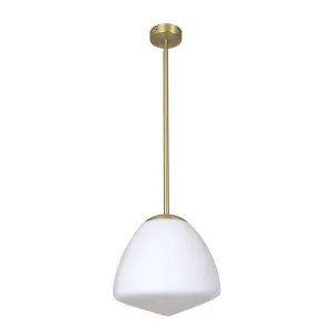 Antique Brass Rod CLA Coitola White Frosted Pendant (E27) Medium by Compact Lamps Australia, a Pendant Lighting for sale on Style Sourcebook