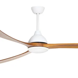 Fanco Sanctuary DC 86" Solid Timber Blade Indoor/Outdoor Ceiling Fan with 24w LED CCT Light and Remote White & Teak by Fanco, a Ceiling Fans for sale on Style Sourcebook