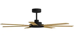 Calibo Alula 60" (1524mm) 7 Blade Indoor/Outdoor DC Ceiling Fan & Remote Black & Teak by Calibo, a Ceiling Fans for sale on Style Sourcebook