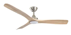 ThreeSixty Spitfire 52" DC Ceiling Fan with 18W CCT LED Light and Remote NIckel & Light Oak by ThreeSixty, a Ceiling Fans for sale on Style Sourcebook