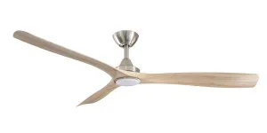 ThreeSixty Spitfire 60" DC Ceiling Fan with 18W CCT LED Light and Remote Nickel & Light Oak by ThreeSixty, a Ceiling Fans for sale on Style Sourcebook