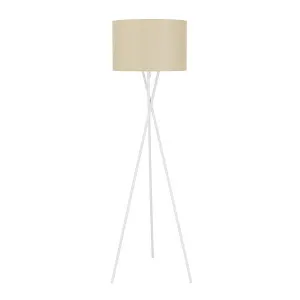 Telbix Denise 1 Light Floor Lamp (E27) White Matt & Wheat by Telbix, a Floor Lamps for sale on Style Sourcebook