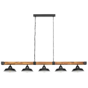 Eglo Oldbury 5 Light Rustic Wood Pendant Black by Eglo, a Pendant Lighting for sale on Style Sourcebook