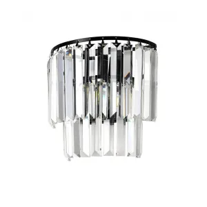 Fiorentino Karina 2 Light Crystal Wall Light (E14) Black by Fiorentino, a Wall Lighting for sale on Style Sourcebook