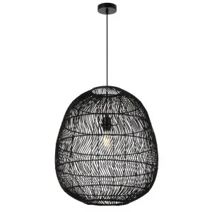 Black Telbix Rana Woven Pendant (E27) Large by Telbix, a Pendant Lighting for sale on Style Sourcebook