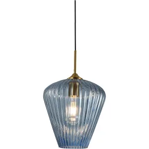 Calibo Ribbon Fluted Glass 230mm Pendant Light Blue by Calibo, a Pendant Lighting for sale on Style Sourcebook