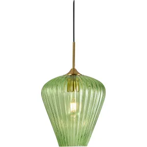 Calibo Ribbon Fluted Glass 230mm Pendant Light Green by Calibo, a Pendant Lighting for sale on Style Sourcebook