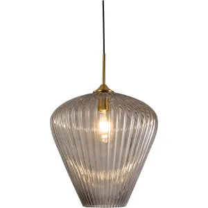 Calibo Ribbon Fluted Glass 360mm Pendant Light Smoke by Calibo, a Pendant Lighting for sale on Style Sourcebook