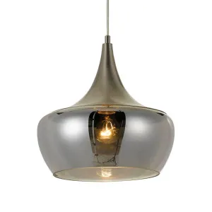 Telbix Landy Glass And Metal Pendant Light Smoked With Matt Nickel by Telbix, a Pendant Lighting for sale on Style Sourcebook