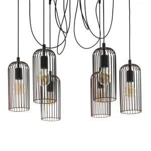 Eglo Roccamena E27 Black And Copper Pendant Light 6 Light Cluster by Eglo, a Pendant Lighting for sale on Style Sourcebook