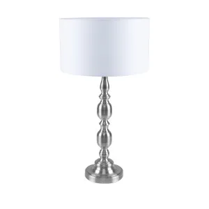 Domus Sandra Traditional Linen Shade Table Lamp Edison Screw (E27) Satin Chrome by Domus, a Table & Bedside Lamps for sale on Style Sourcebook