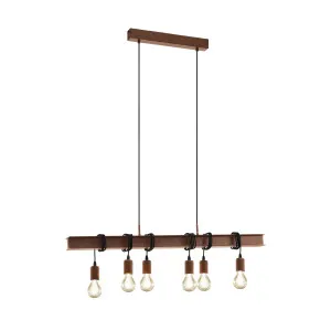 Townshend Bar Antique-Brown Steel And Black Pendant Light 6 Light by Eglo, a LED Lighting for sale on Style Sourcebook