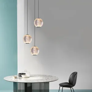 Black Vencha Langdon Warm White LED Optical Acrylic Pendant Light 3 Light by Vencha, a Pendant Lighting for sale on Style Sourcebook