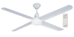 Typhoon Mach 3 White Metal Ceiling Fan + E27 Eclipse Light + Remote 52" - 1320mm by Hunter Pacific, a Ceiling Fans for sale on Style Sourcebook